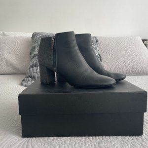 Karl Lagerfeld Booties. Black leather and textile, Size 6M.